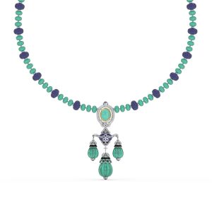 Tanzanite Emerald Drop Pendant Necklace